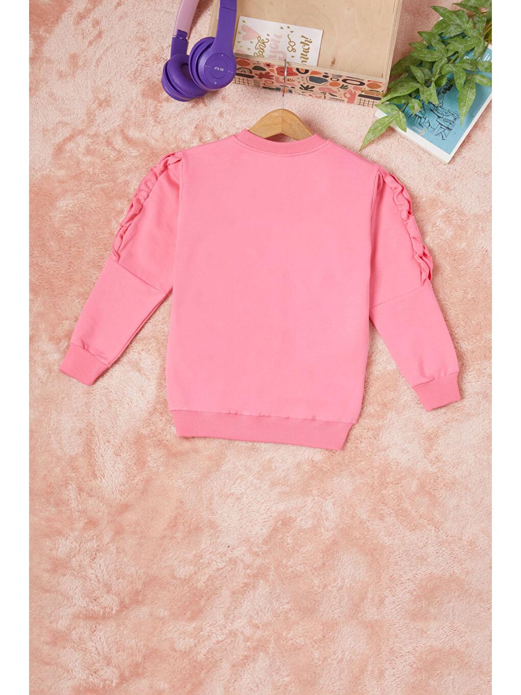 Pembe Summer Yazı Nakışlı Kız Çocuk Sweatshirt 16583-3