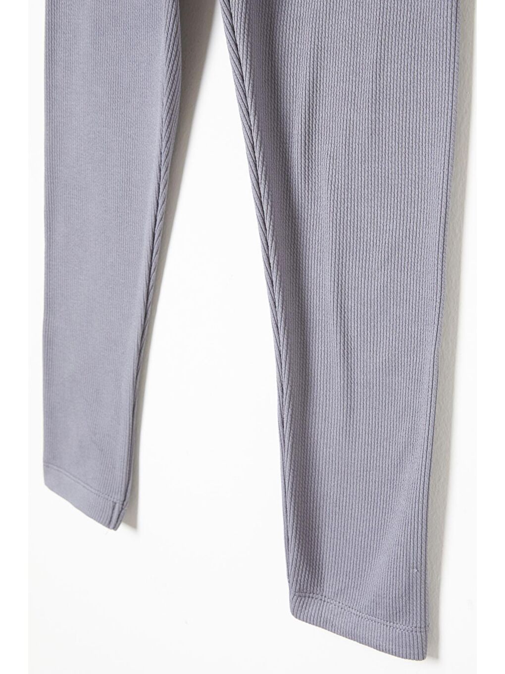 Kız Çocuk Gri Fitilli Düz Tayt 16396-1