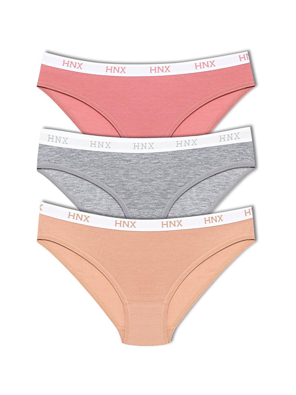 Karışık Pamuklu Beli Yazılı Lastik Basic Kadın Külot 3'lü