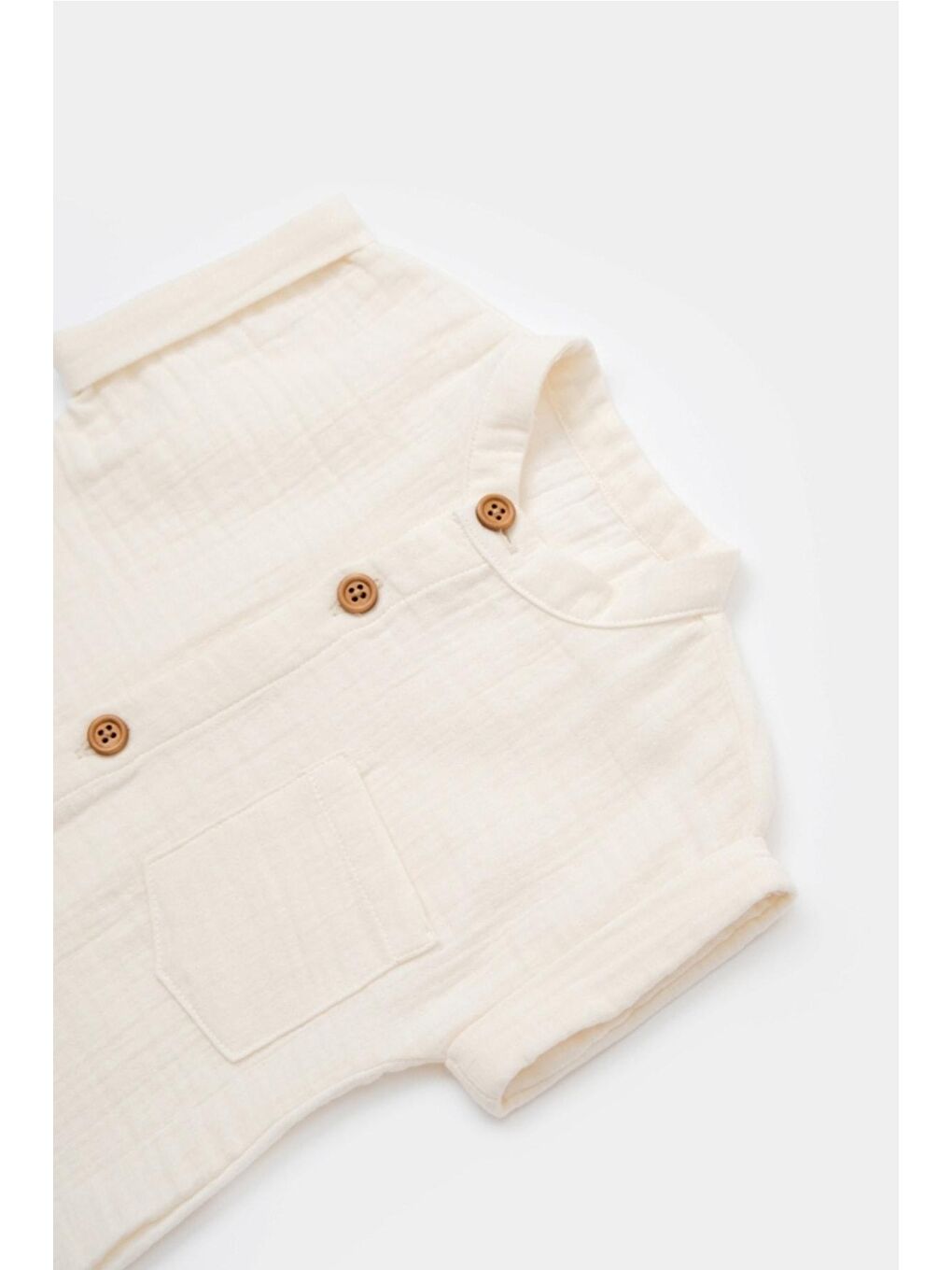 Ekru Organik Müslin Kolsuz Tulum csym7003-2