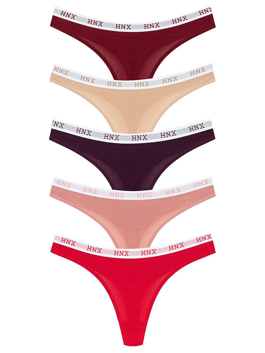 Karışık Pamuklu Beli Lastikli Basic Kadın Tanga Külot 5'li