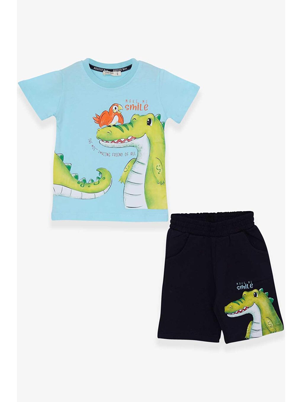 Erkek Çocuk Şortlu Takım Dostluk Temalı Açık Mavi (2-4 Yaş)-1