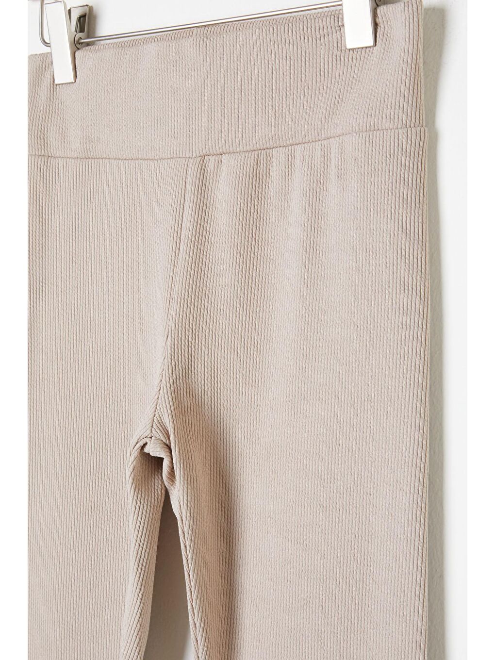 Ekru Kız Çocuk Krem Fitilli Düz Tayt 16397-2