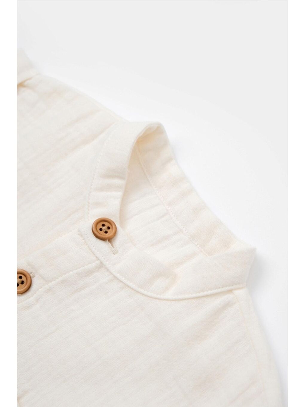 Ekru Organik Müslin Kolsuz Tulum csym7003-3