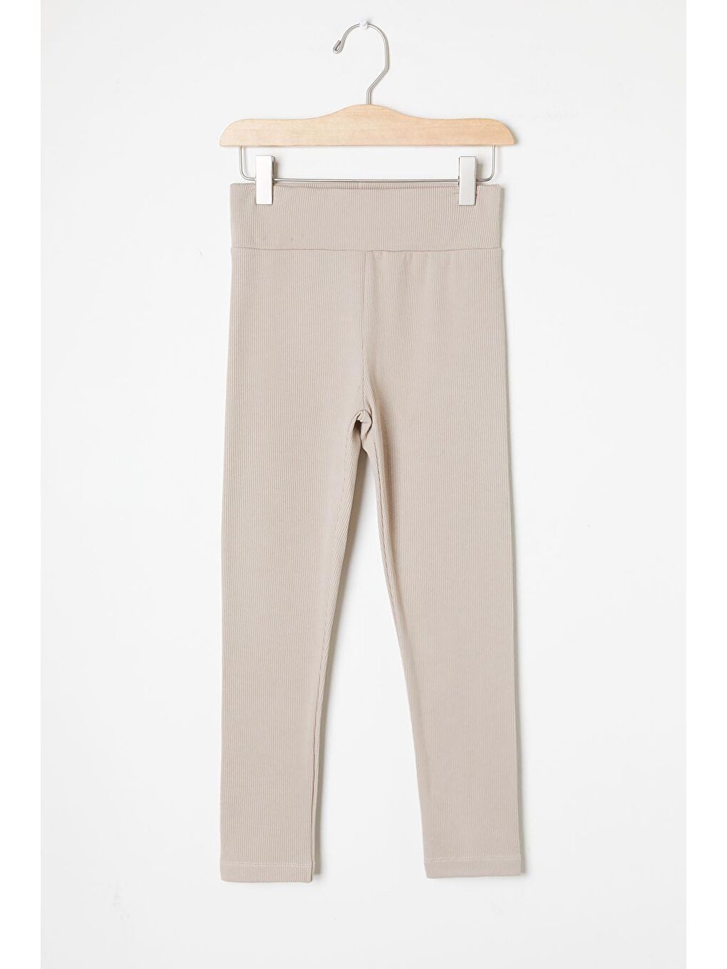 Ekru Kız Çocuk Krem Fitilli Düz Tayt 16397-3