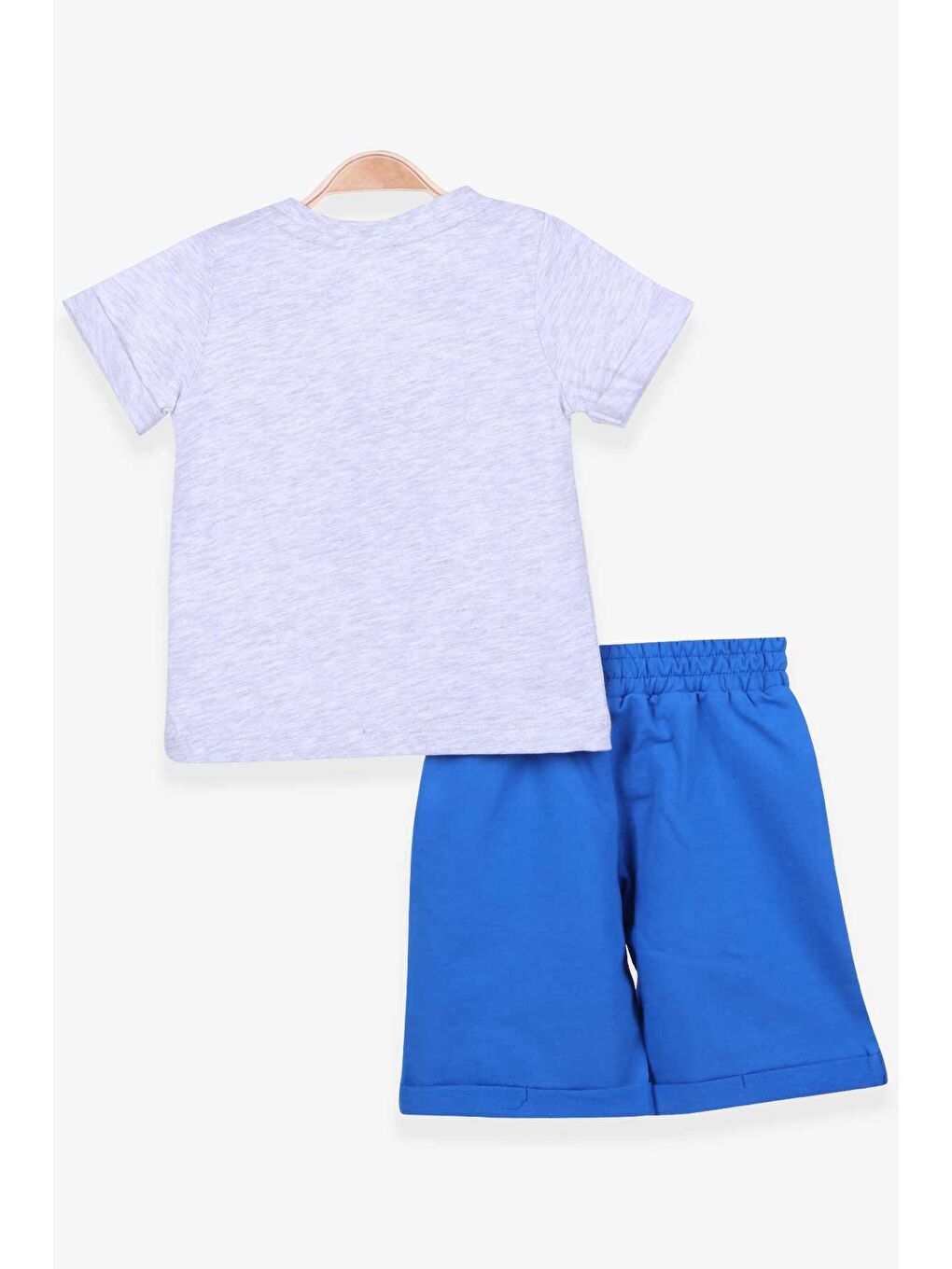 Bej Erkek Çocuk Şortlu Takım Ayıcık Baskılı Açık Gri Melanj (1-4 Yaş)-2