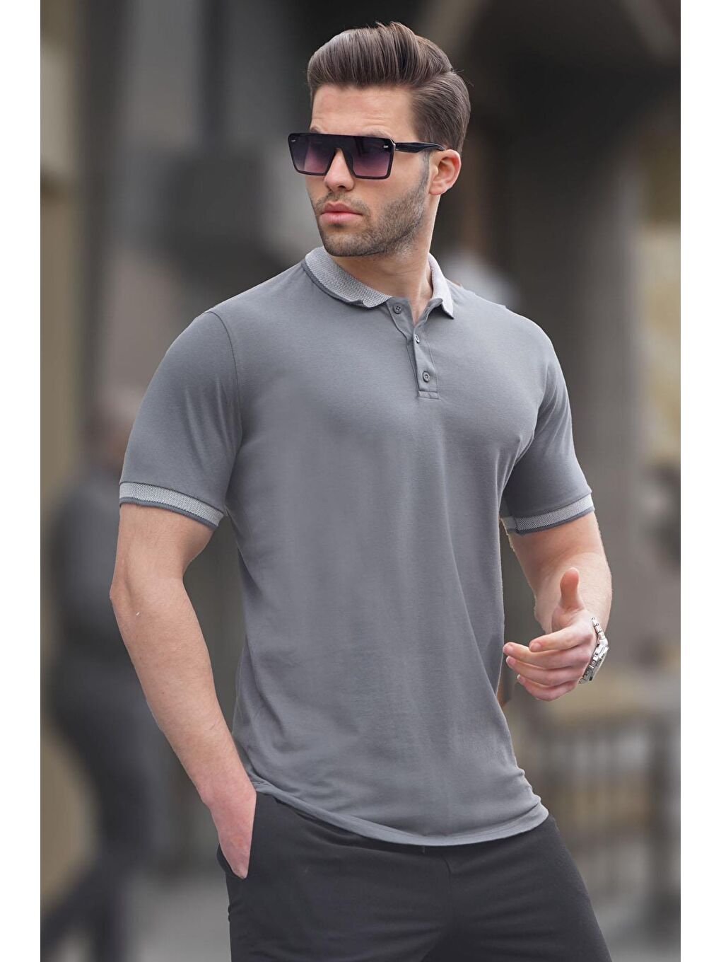 Madmext Füme Regular Fit Erkek Polo Yaka Tişört 6105