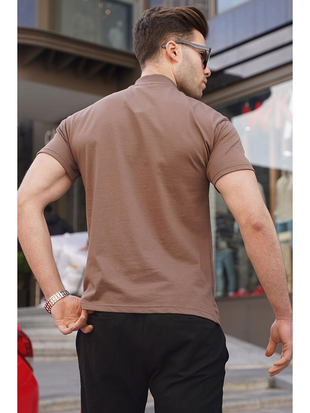 Yarım Balıkçı Regular Fit Kahverengi Erkek Tişört 6119-1