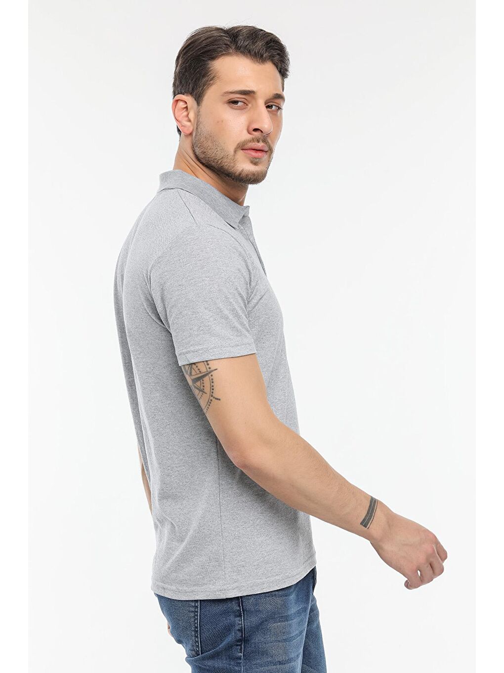 SOHO Erkek %100 Pamuk Tişört Gri-3