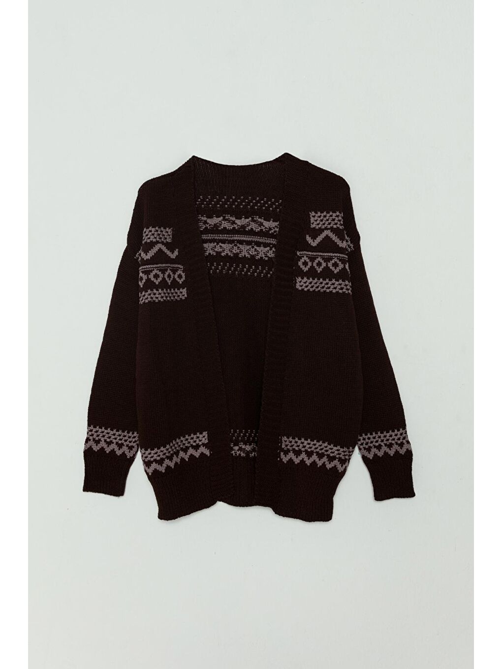 Kahverengi Örme Uzun Kollu Erkek Çocuk Hırka