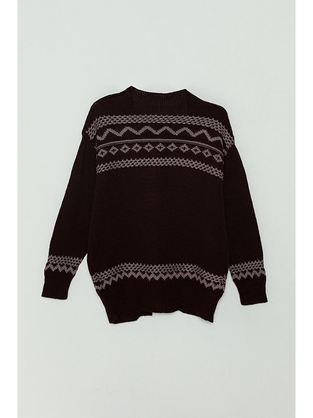 Kahverengi Örme Uzun Kollu Erkek Çocuk Hırka-1