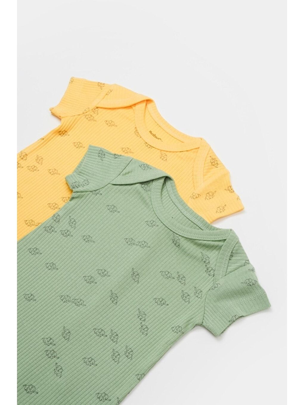 Yeşil Organik Modal Fil Baskılı 2 Li Kısa Kollu Tulum csym11426-1