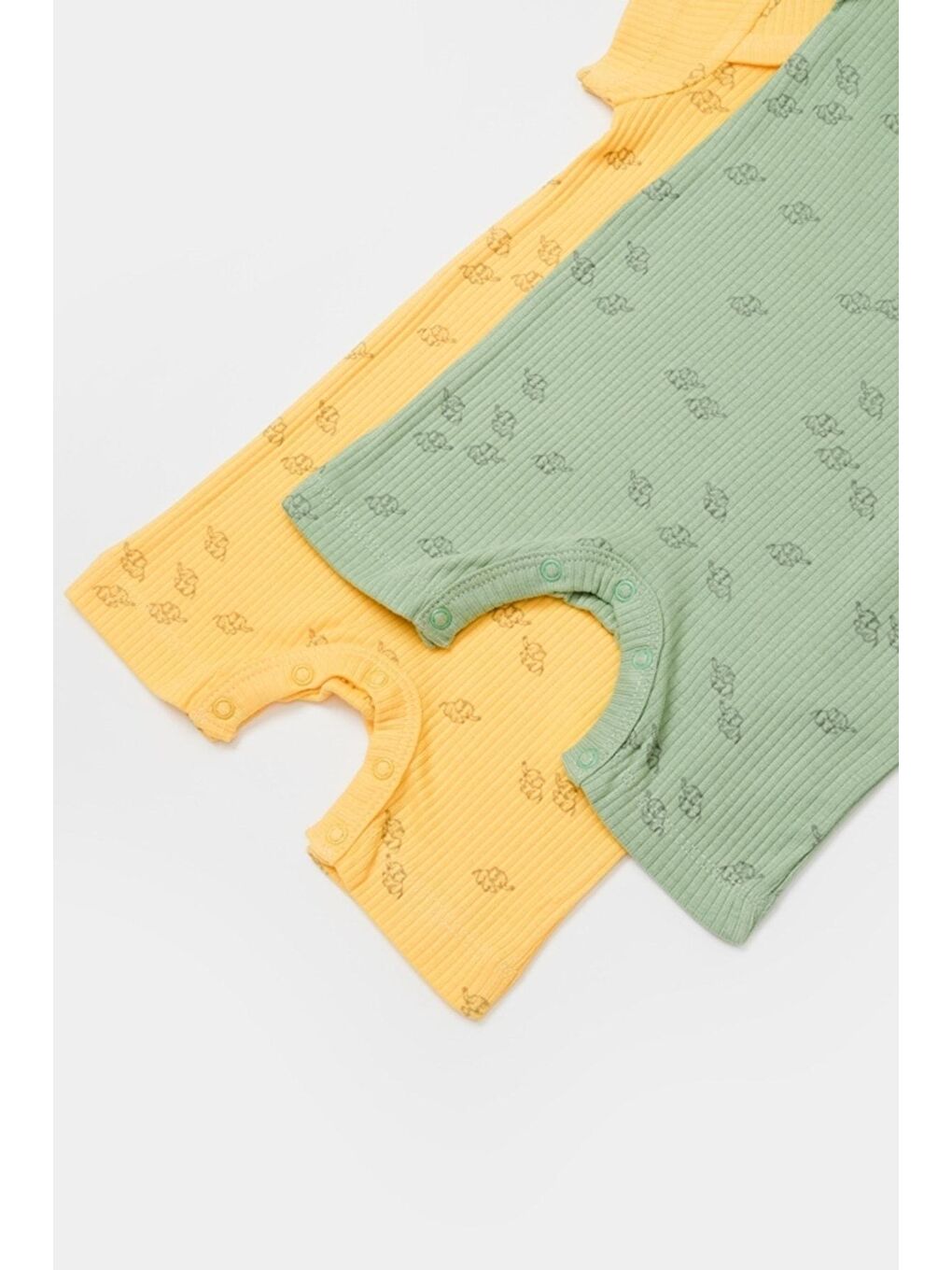 Yeşil Organik Modal Fil Baskılı 2 Li Kısa Kollu Tulum csym11426-2