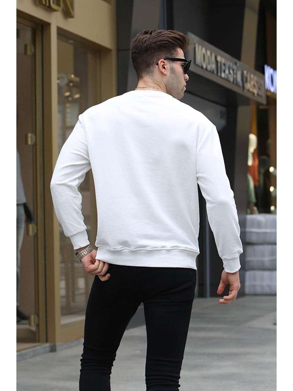 Ekru Basic Erkek Sweatshirt 6010-2