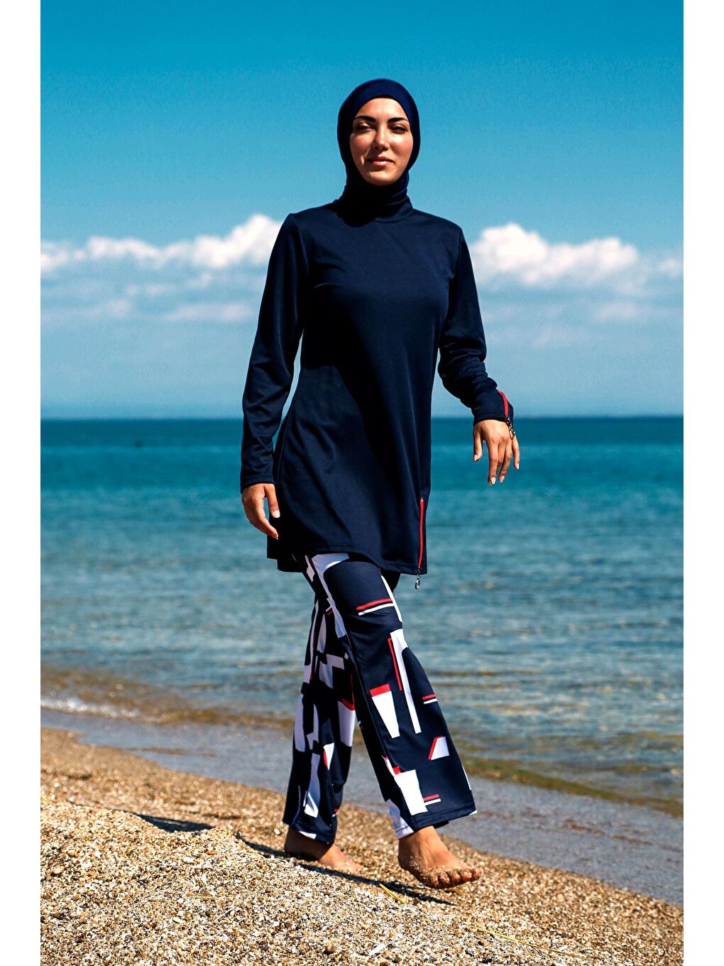 Lacivert Tam Kapalı Tesettür Mayo R1112-2