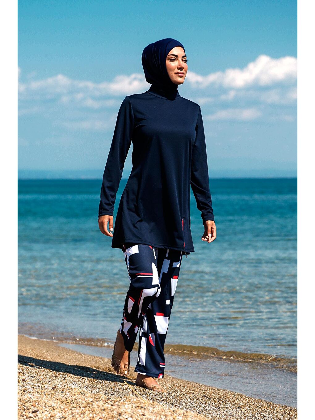 Lacivert Tam Kapalı Tesettür Mayo R1112-4