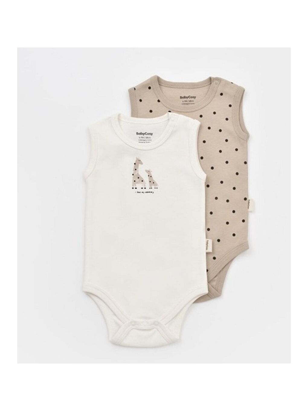 BabyCosy Organic Wear Ekru-Bej Organik Zürafa Desenli 2 Li Askılı Badi - 2