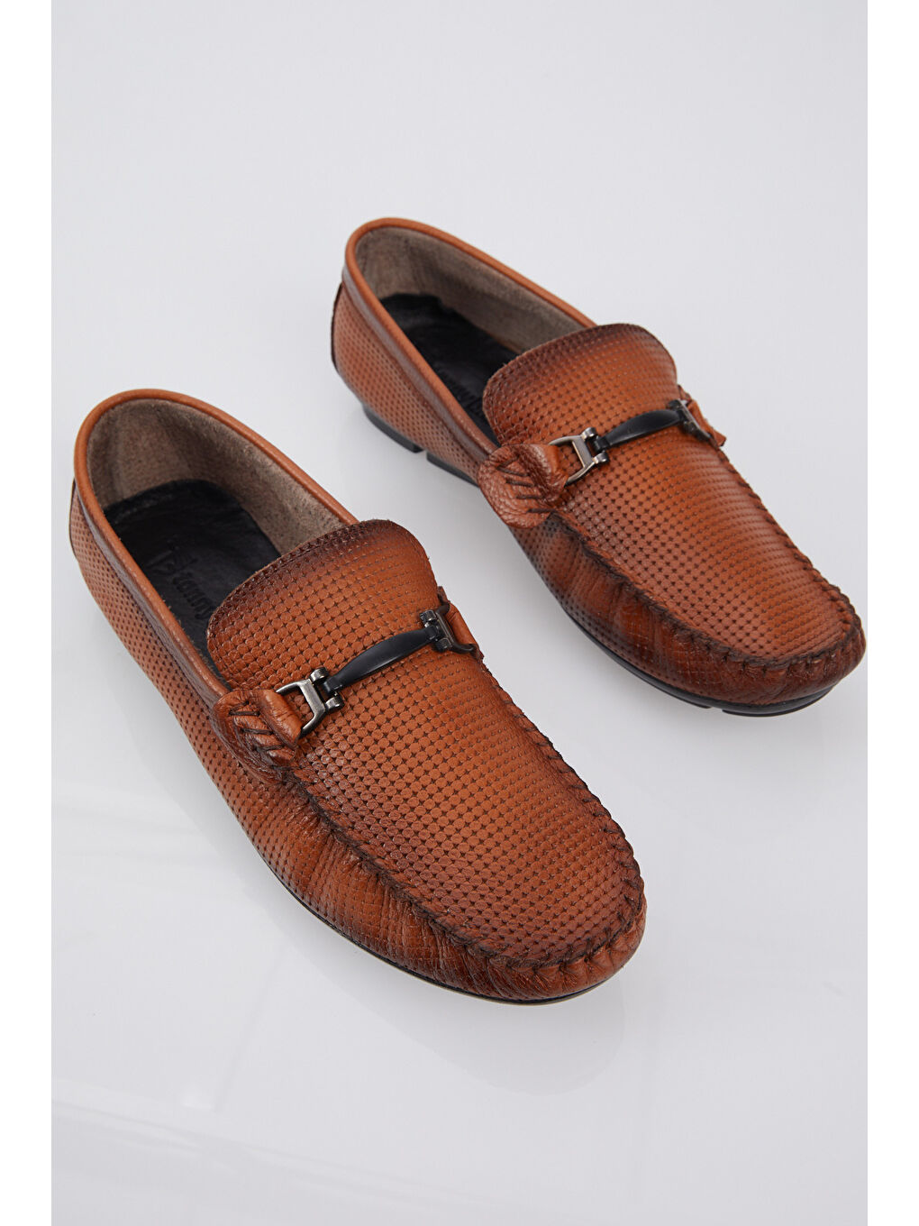 Kahverengi Erkek Taba Toka Detaylı Rahat Kalıp Hakiki Deri Loafer-2
