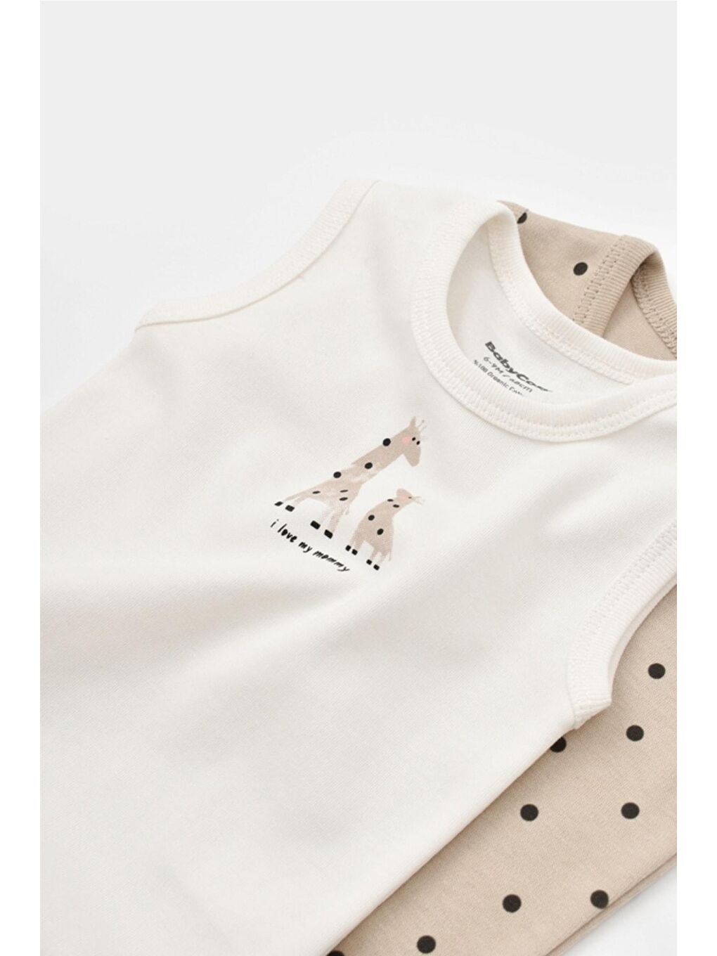 BabyCosy Organic Wear Ekru-Bej Organik Zürafa Desenli 2 Li Askılı Badi - 5