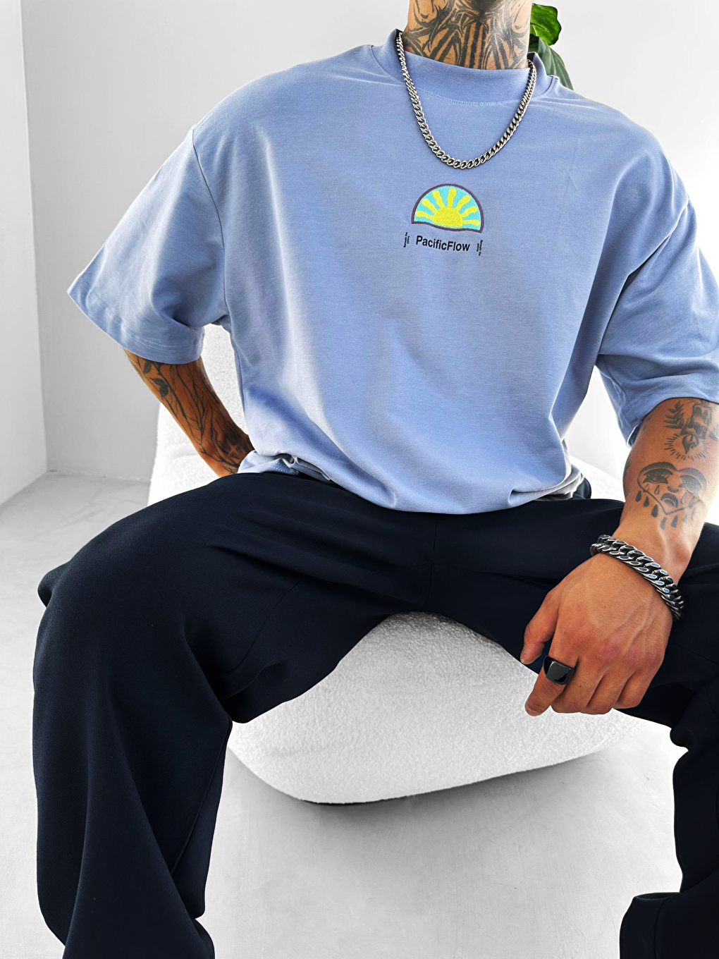 Baggy Fit Kumaş Erkek Pantolon Lacivert-2