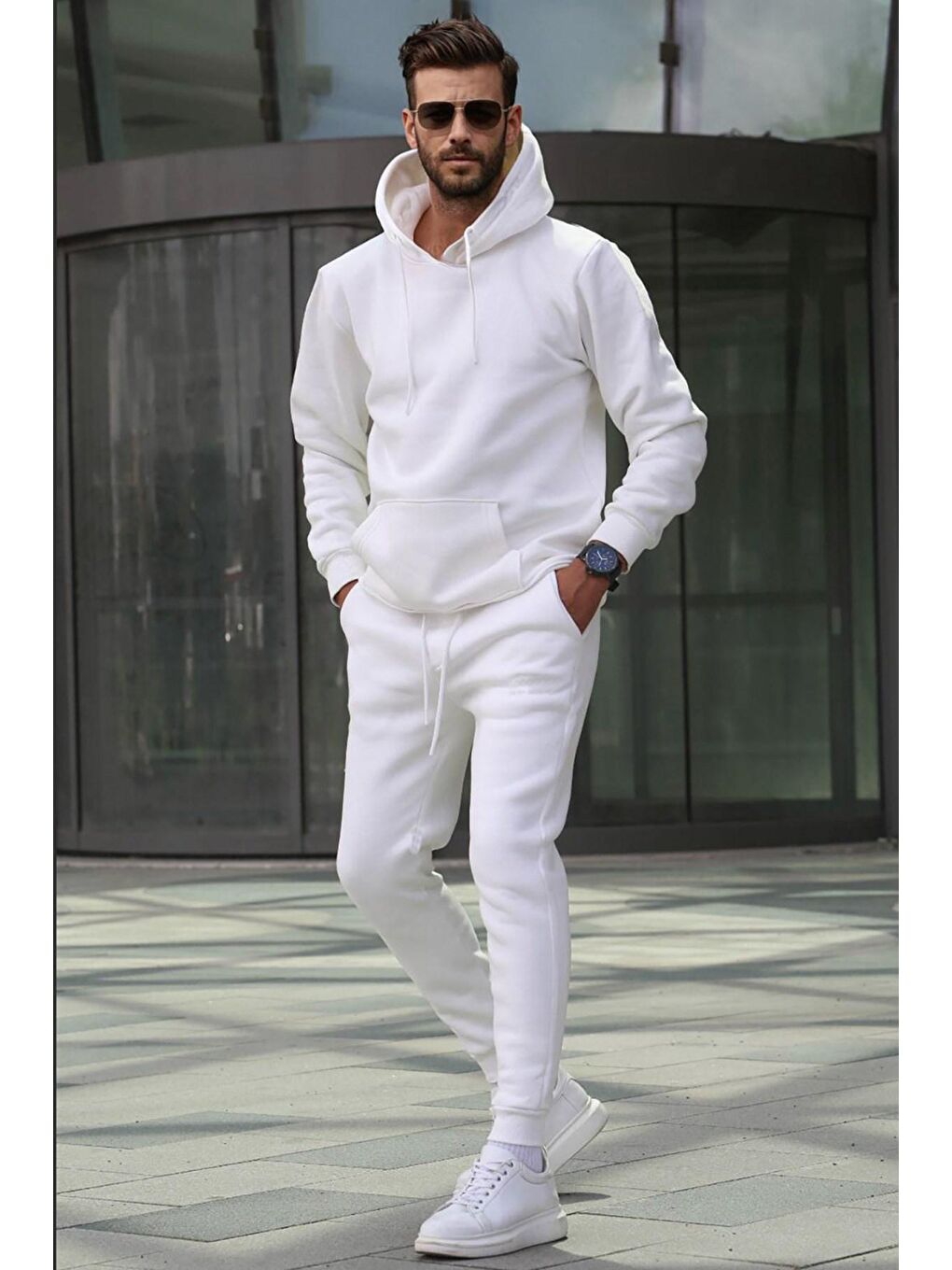 Ekru Kapüşonlu Basic Eşofman Takımı 5905