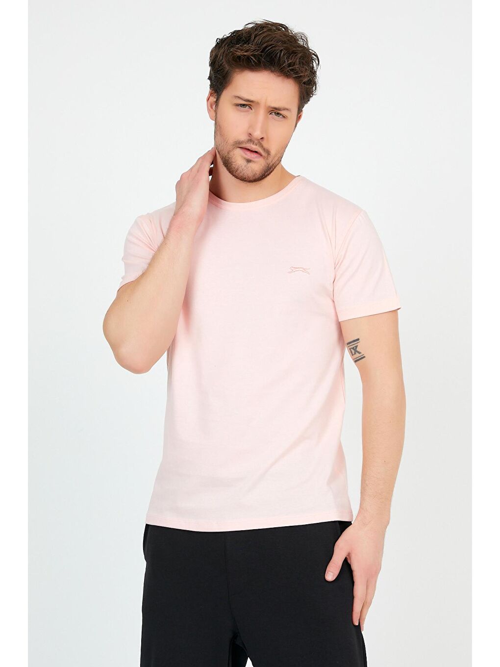 SANDER KTN Erkek %100 Pamuk Tişört Açık Pembe-1