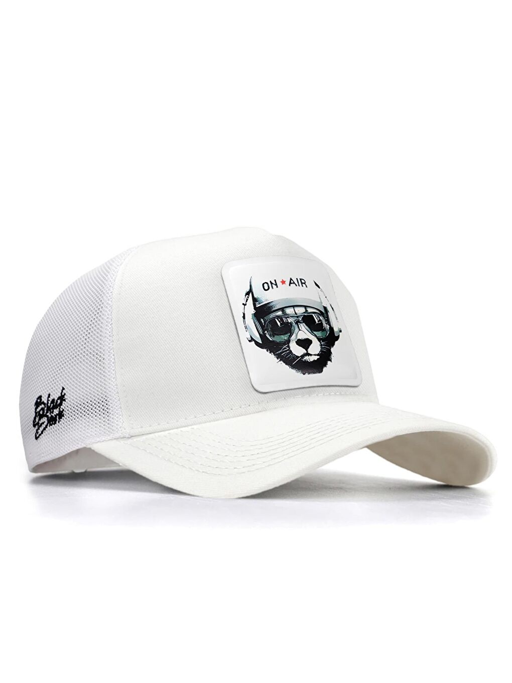 BlackBörk Beyaz V1 Trucker Ayı - 1 Kod Logolu Unisex Beyaz Şapka (Cap)