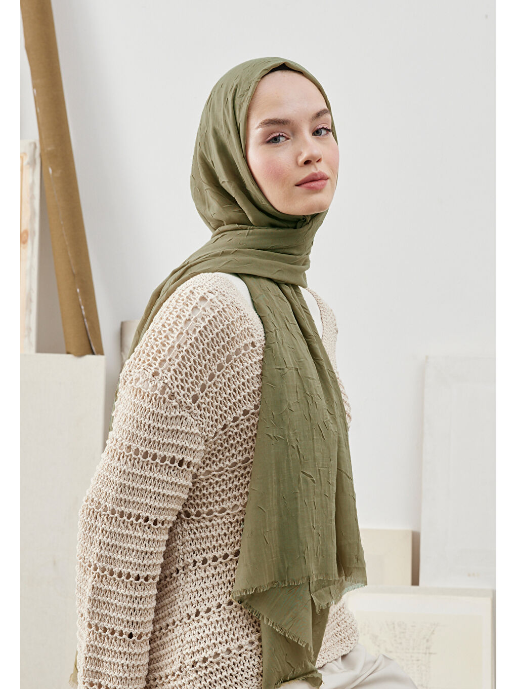 Yeşil Bambu Şal Haki-1