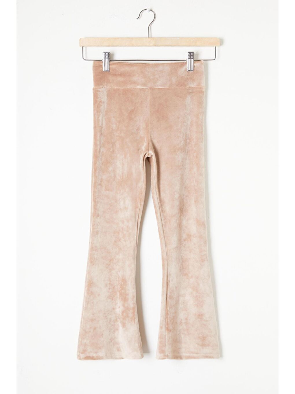 Ekru Krem İspanyol Paça Kadife Tayt Kız Çocuk 16481