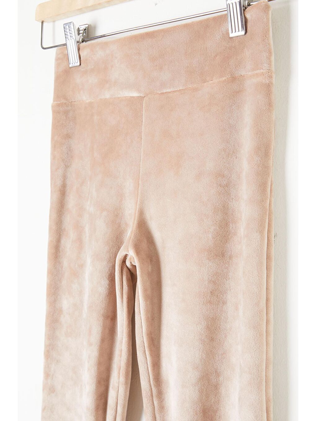 Ekru Krem İspanyol Paça Kadife Tayt Kız Çocuk 16481-1