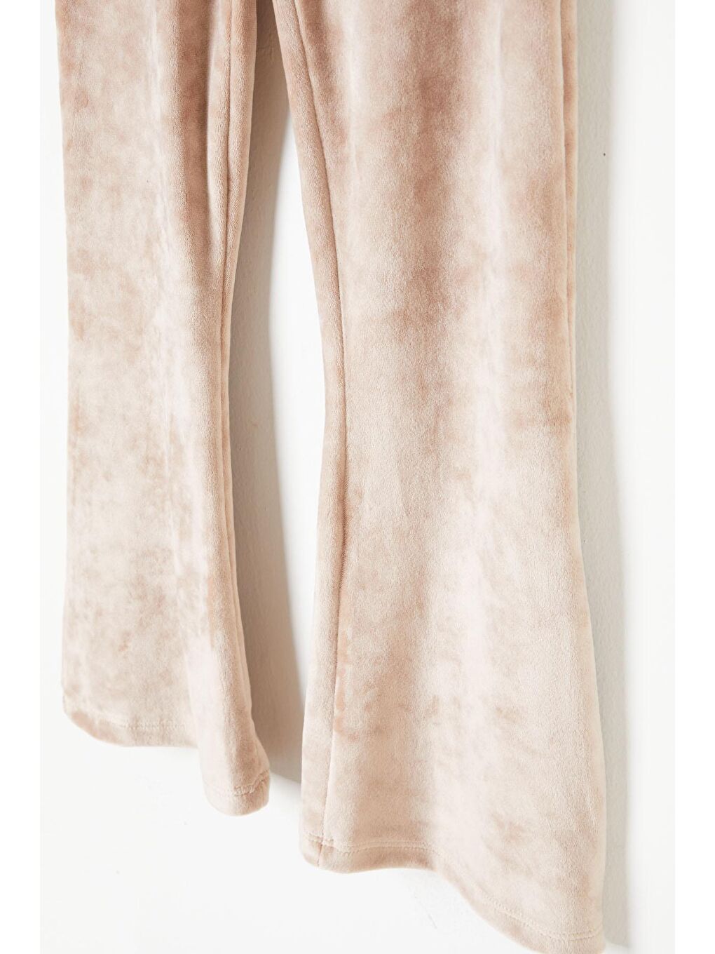 Ekru Krem İspanyol Paça Kadife Tayt Kız Çocuk 16481-2