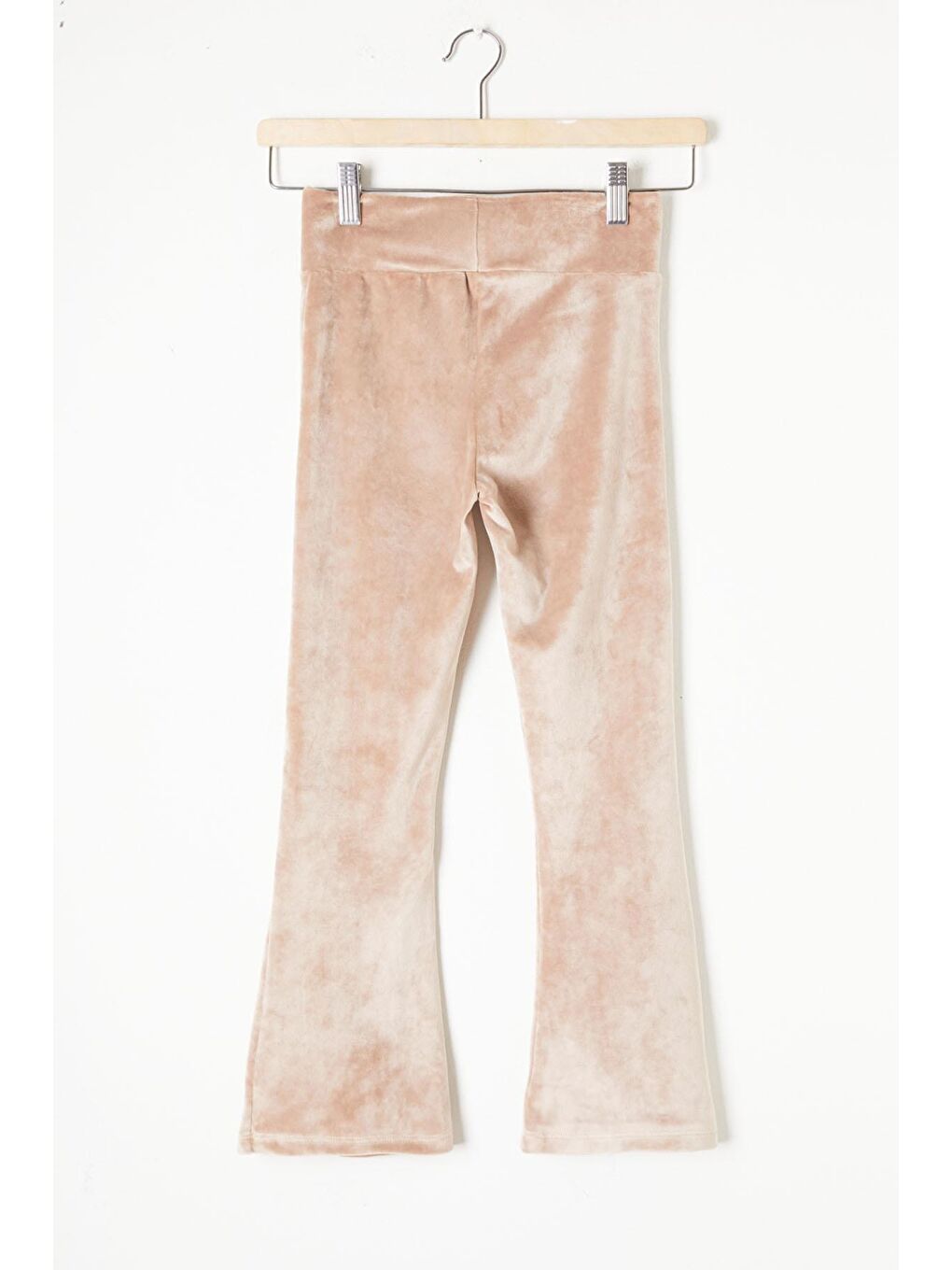 Ekru Krem İspanyol Paça Kadife Tayt Kız Çocuk 16481-3