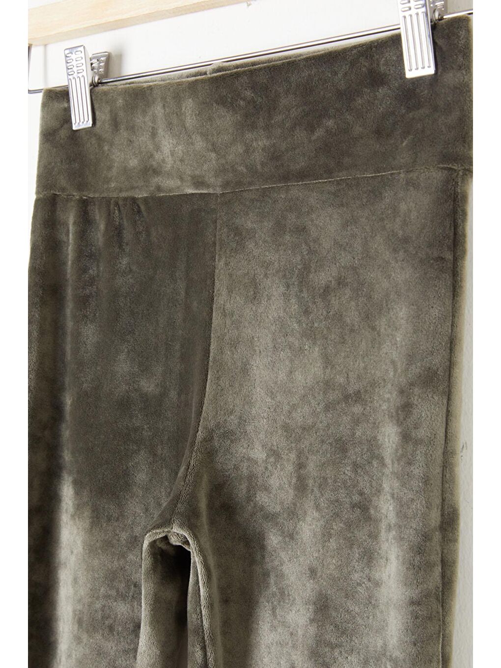 Haki İspanyol Paça Kadife Tayt Kız Çocuk 16479-1