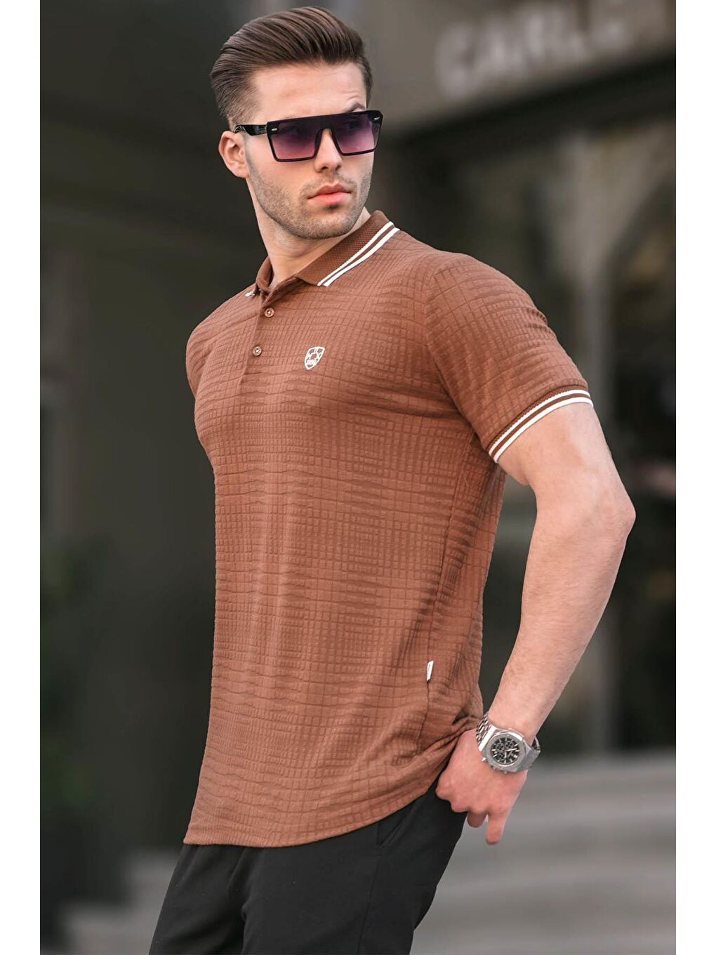 Kahverengi Basic Regular Fit Erkek Polo Yaka Tişört 6100