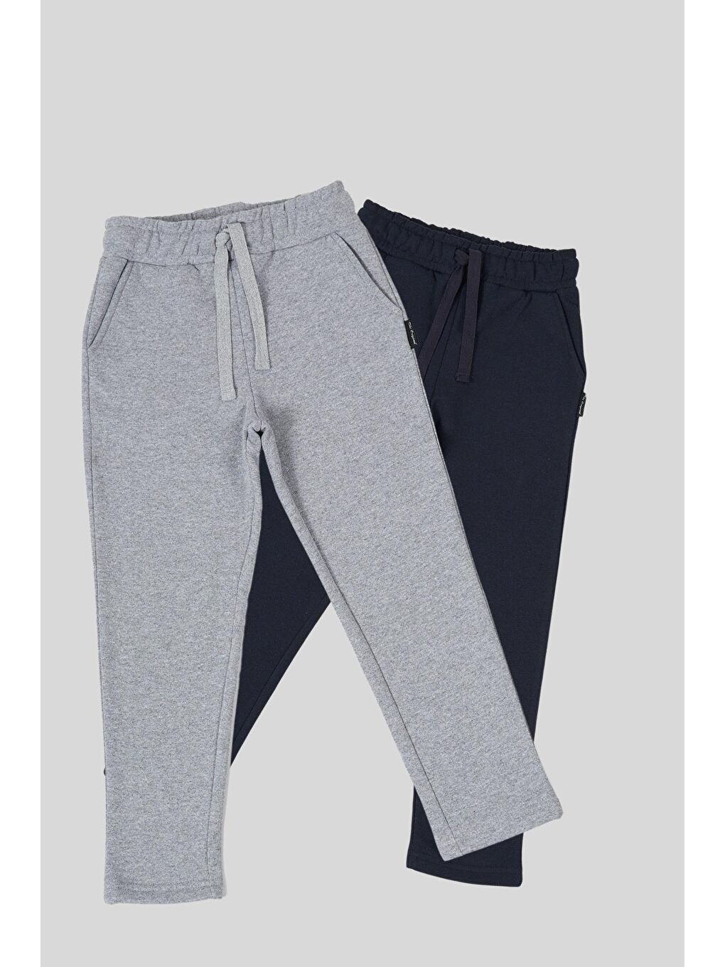 Gri Siyah-Antrasit Kalın Pamuklu Beli Lastikli Yan Cepli 2'li Erkek Çocuk Eşofman Altı