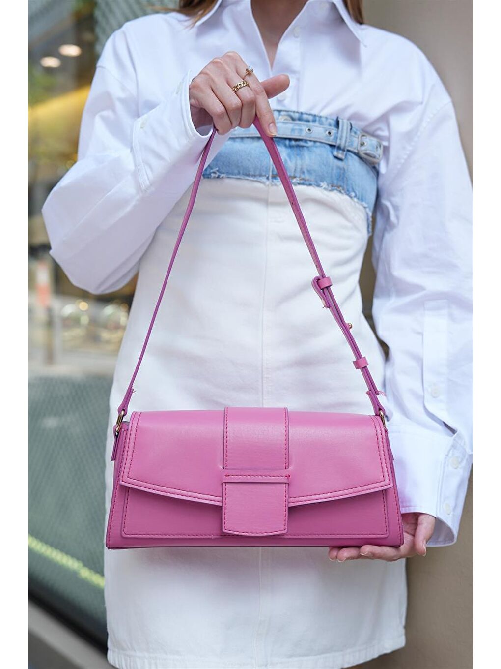 Diana Kapaklı Dikdörtgen Kadın Çanta - Fuşya