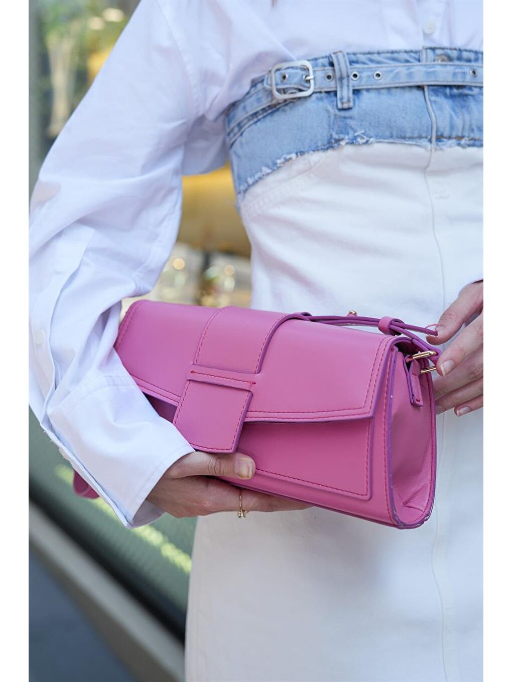 Diana Kapaklı Dikdörtgen Kadın Çanta - Fuşya-4