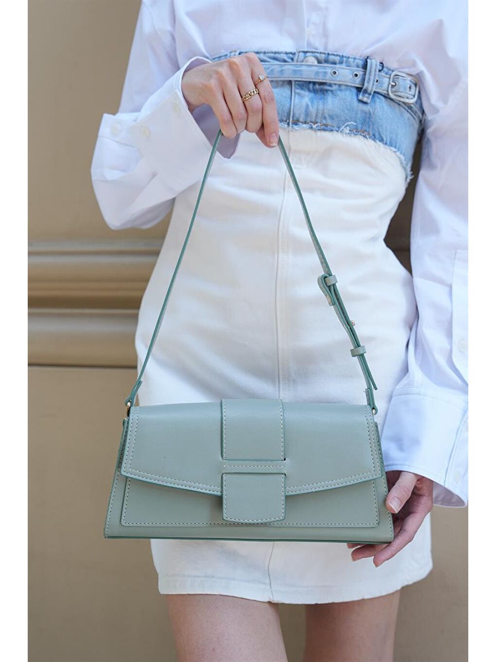 Yeşil Diana Kapaklı Dikdörtgen Kadın Çanta - Mint