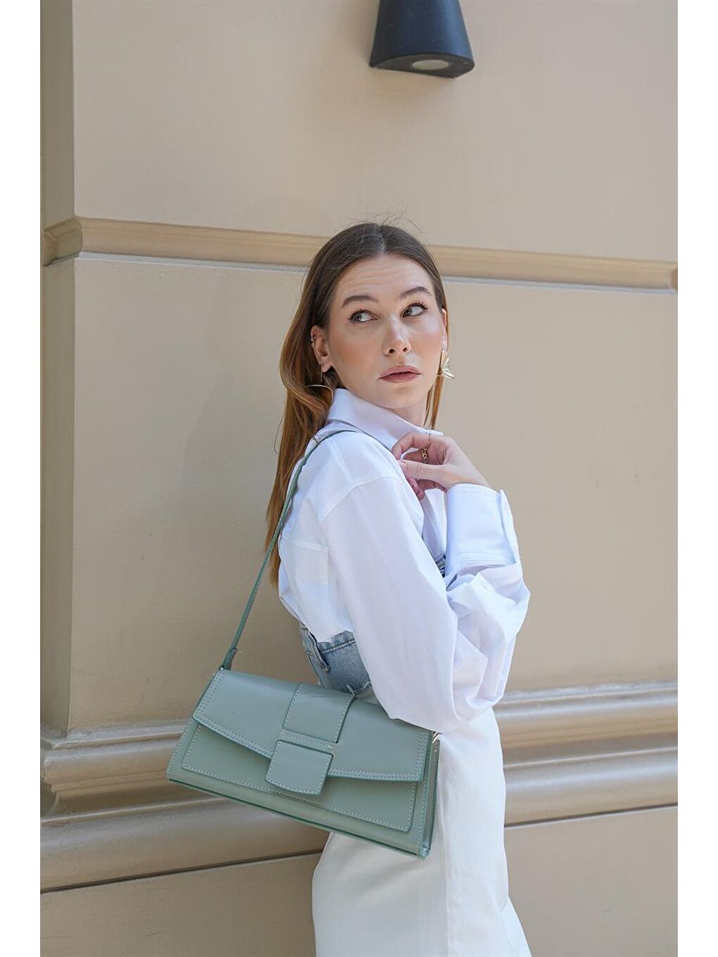 Yeşil Diana Kapaklı Dikdörtgen Kadın Çanta - Mint-1