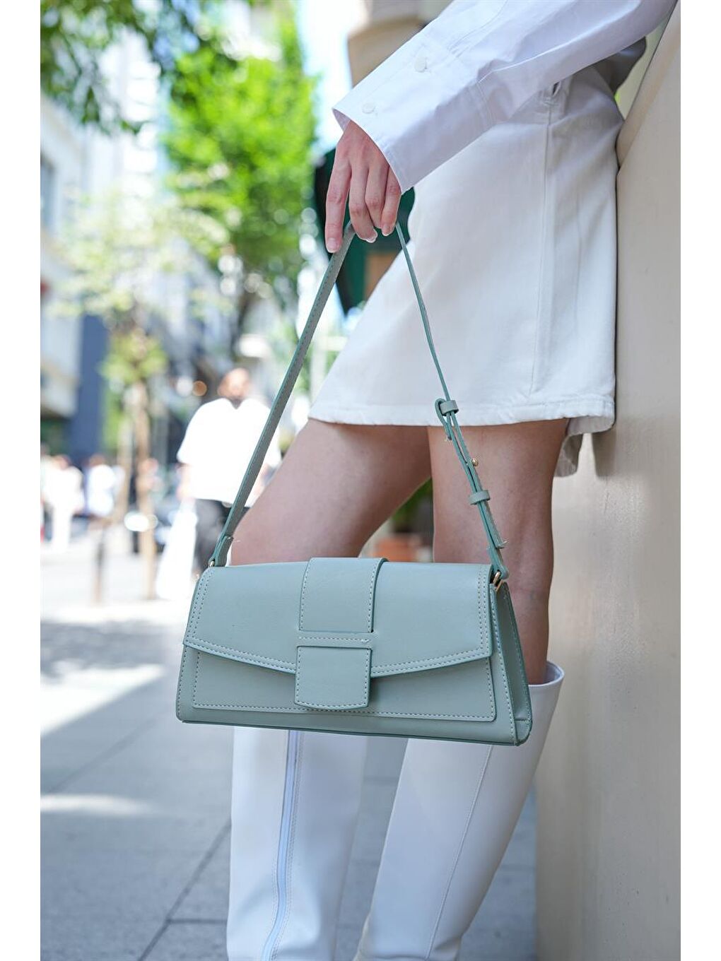 Yeşil Diana Kapaklı Dikdörtgen Kadın Çanta - Mint-2