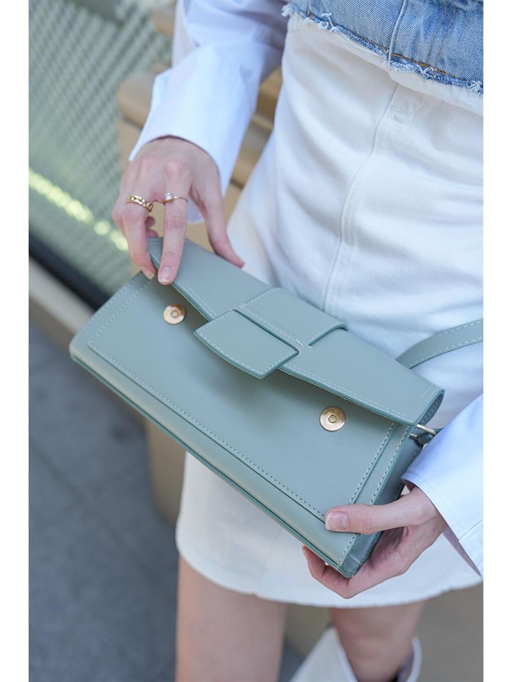 Yeşil Diana Kapaklı Dikdörtgen Kadın Çanta - Mint-4