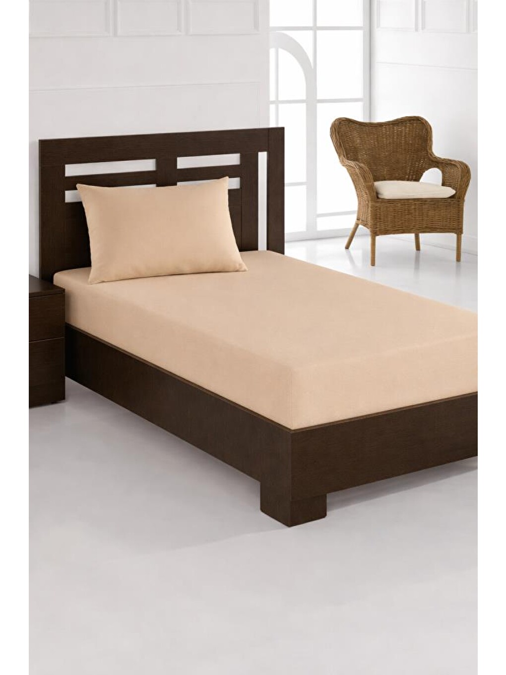 Kahverengi Bella Tek Kişilik 120x200 Cm Lastikli Çarşaf Takımı Cappucino