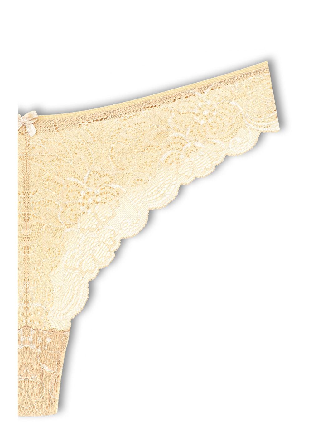 Bej Dantelli Yüksek Bel Brazil Kadın Tanga Külot-2
