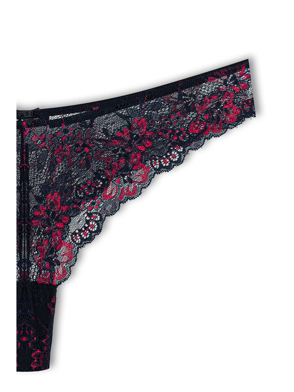 Pembe Çift Renk Dantelli Yüksek Bel Brazil Kadın Tanga Külot-2