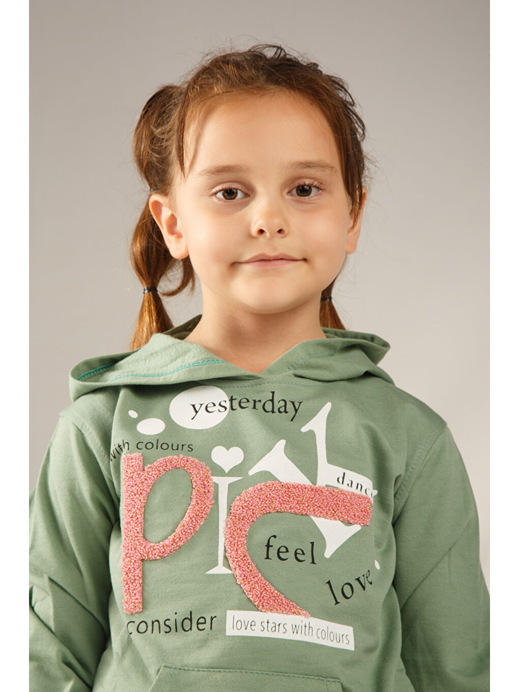 Turkuaz Kids Baskılı Uzun Kollu Kız Çocuk Hoodie-2