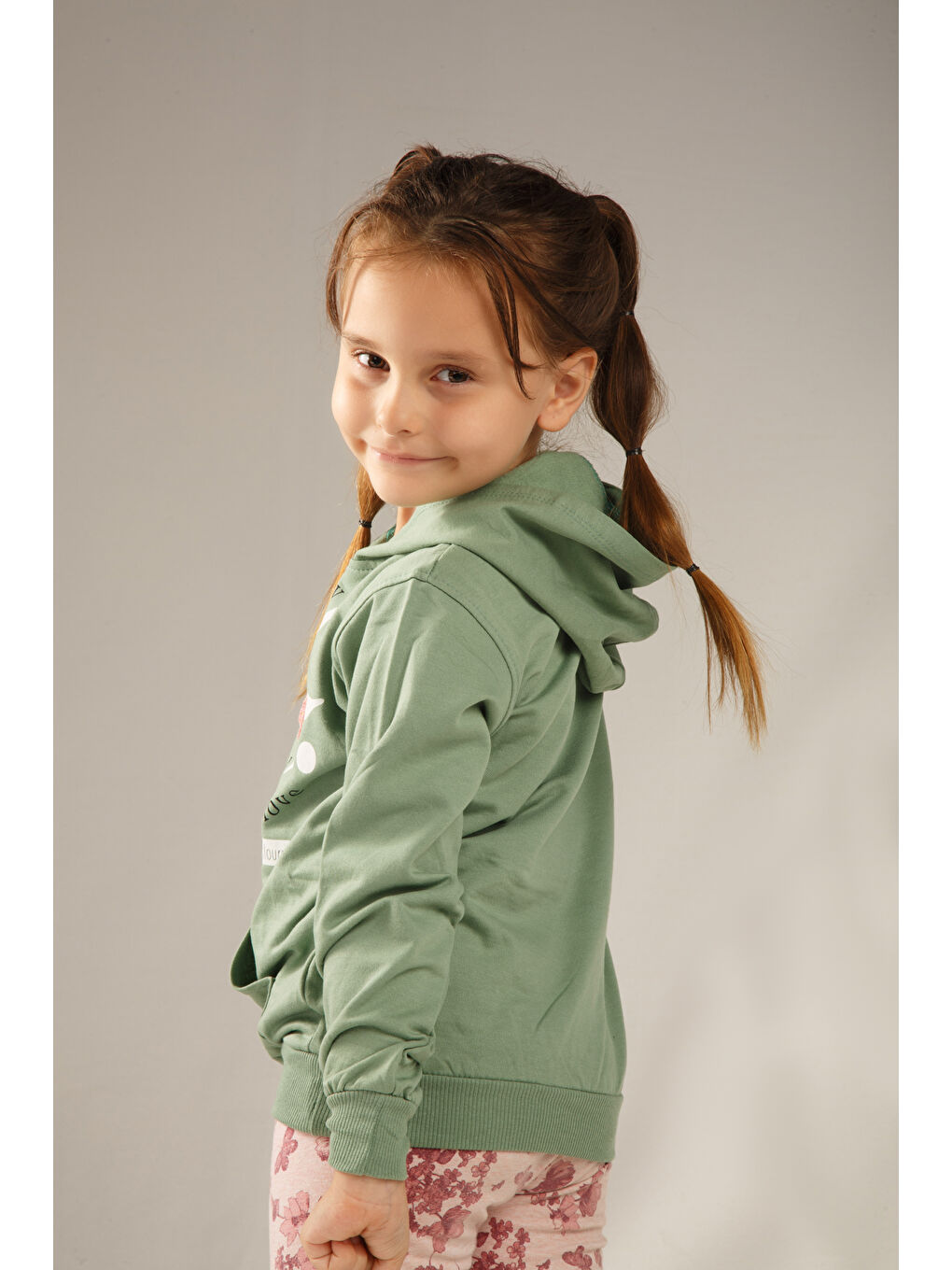 Turkuaz Kids Baskılı Uzun Kollu Kız Çocuk Hoodie-3