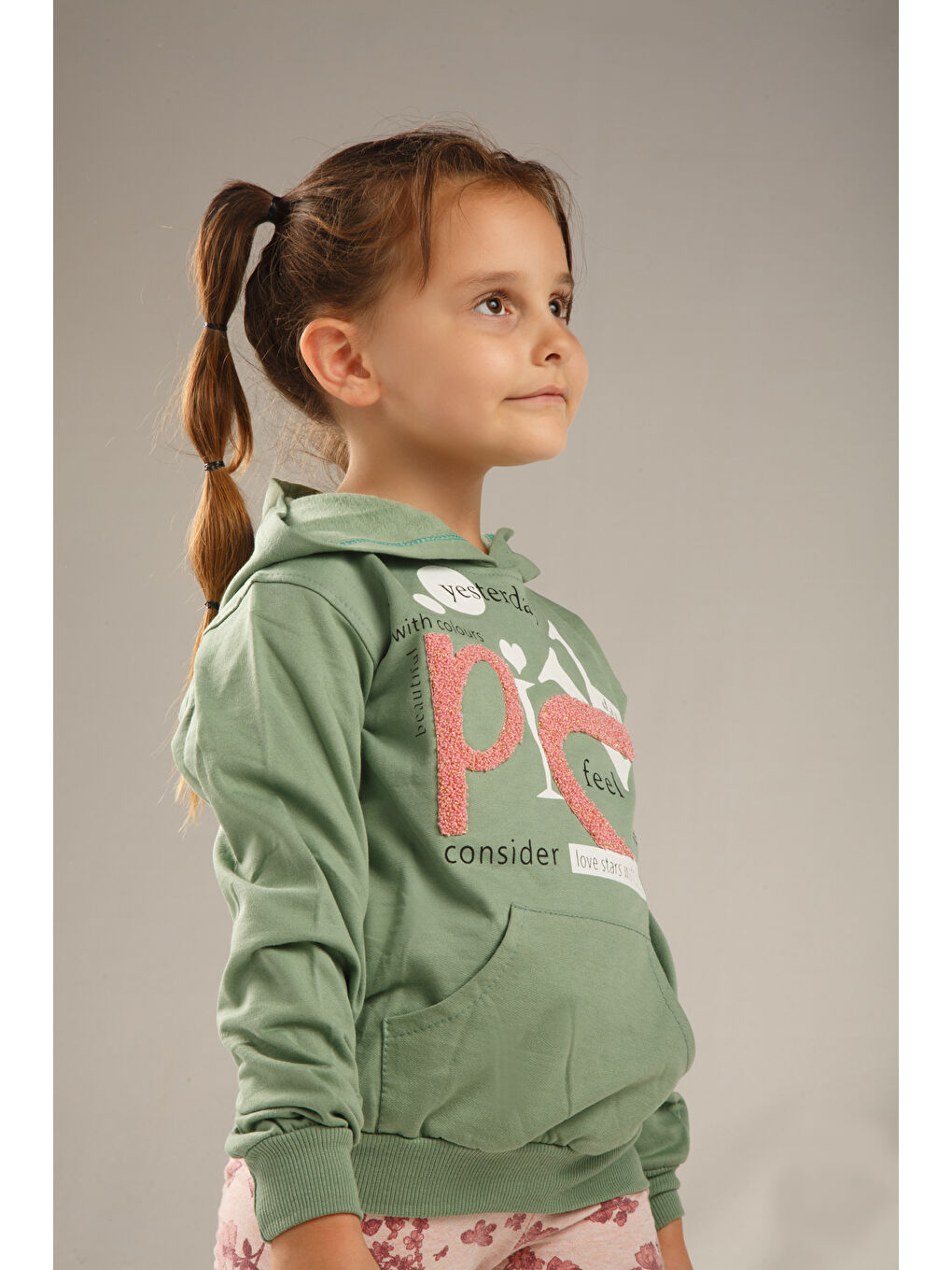 Turkuaz Kids Baskılı Uzun Kollu Kız Çocuk Hoodie-4