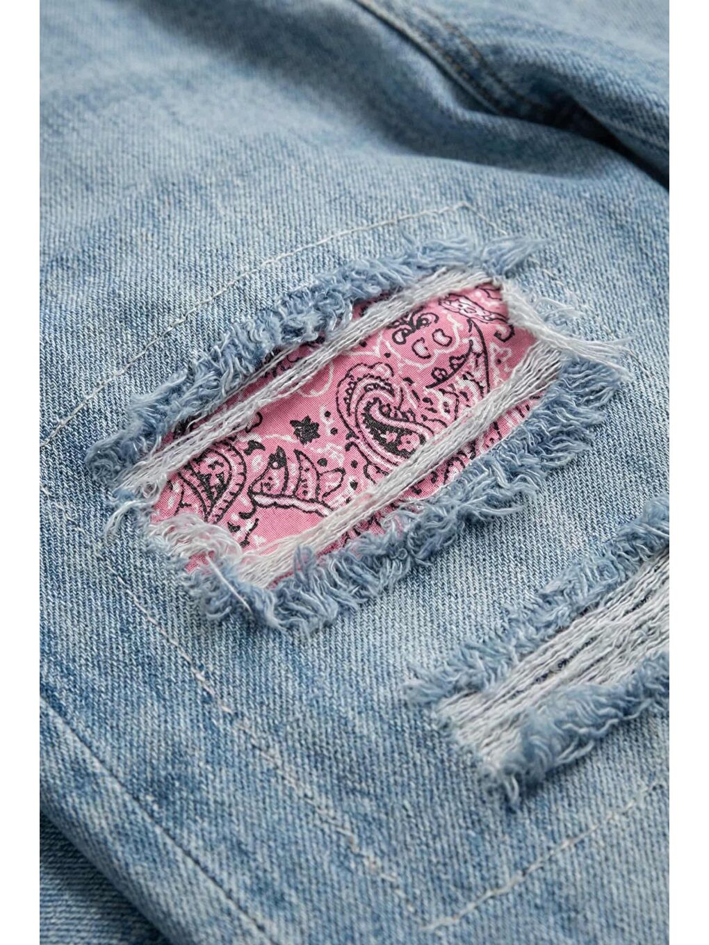 Erkek Baggy Fit Patchwork Hype Jean Pantolon Mavi-3