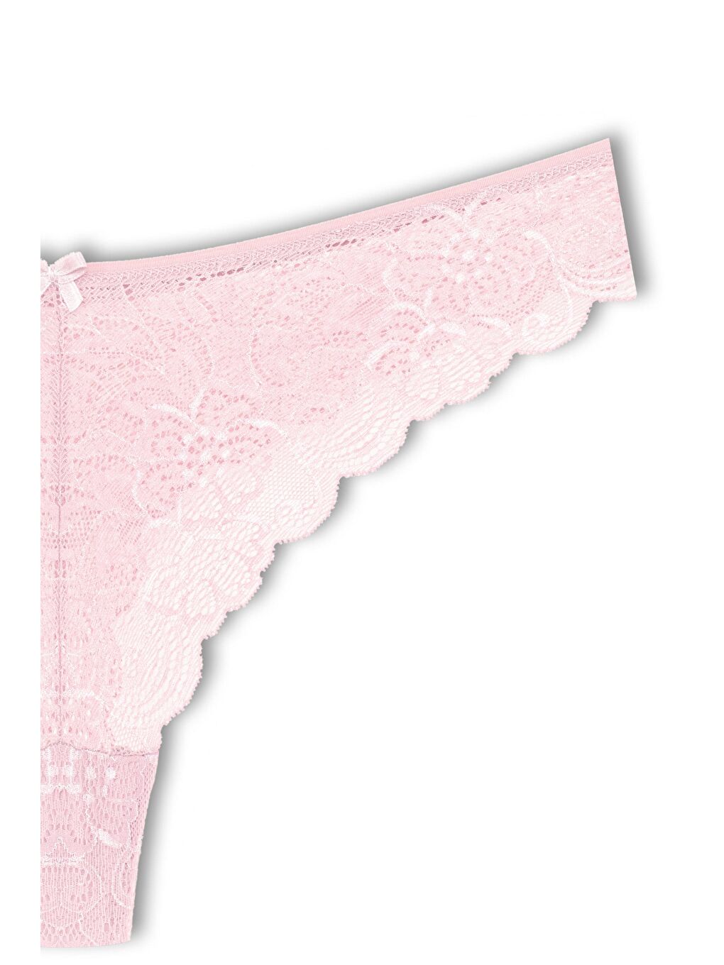 Pembe Dantelli Yüksek Bel Brazil Kadın Tanga Külot-2