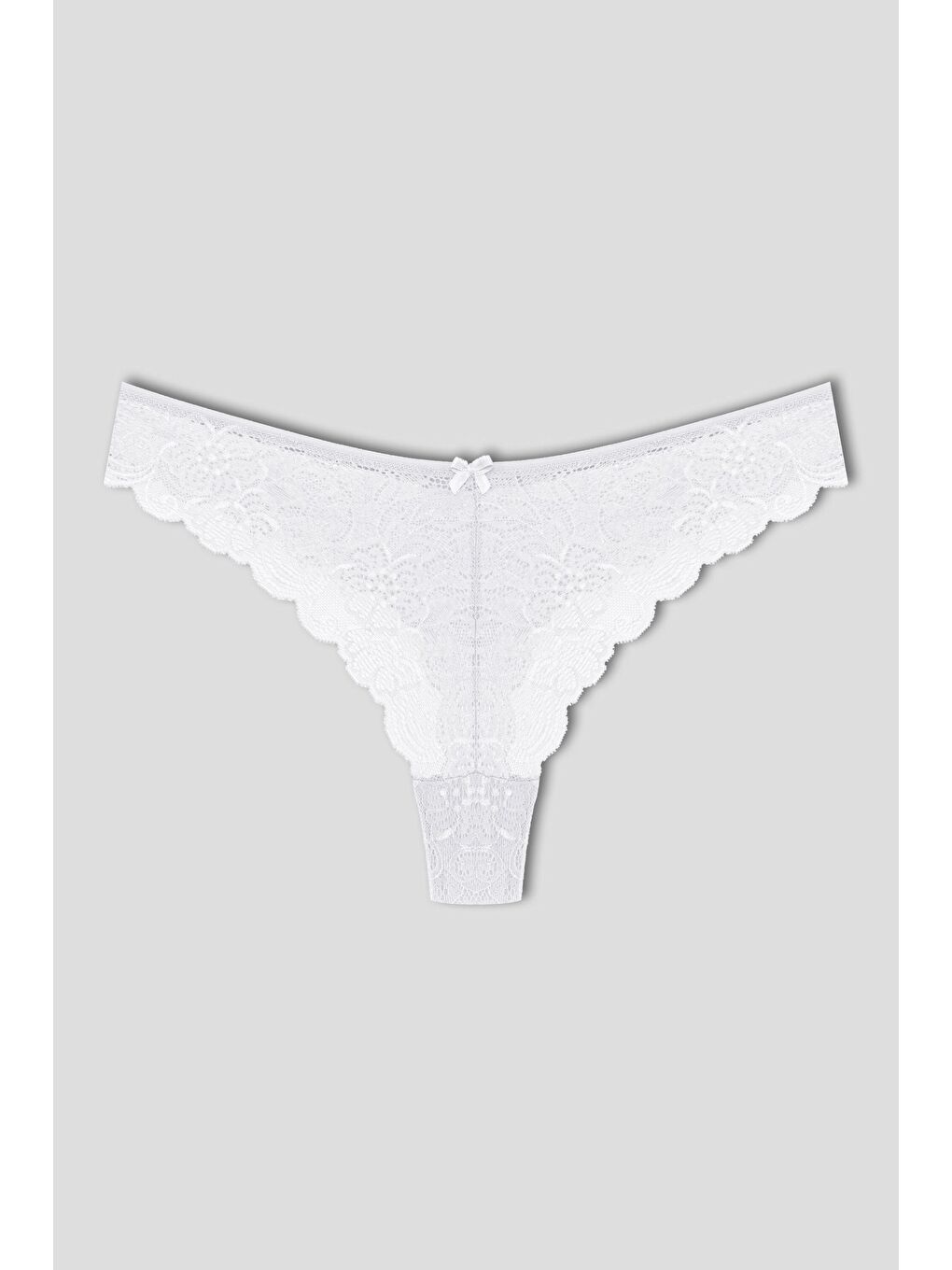 Beyaz Dantelli Yüksek Bel Brazil Kadın Tanga Külot